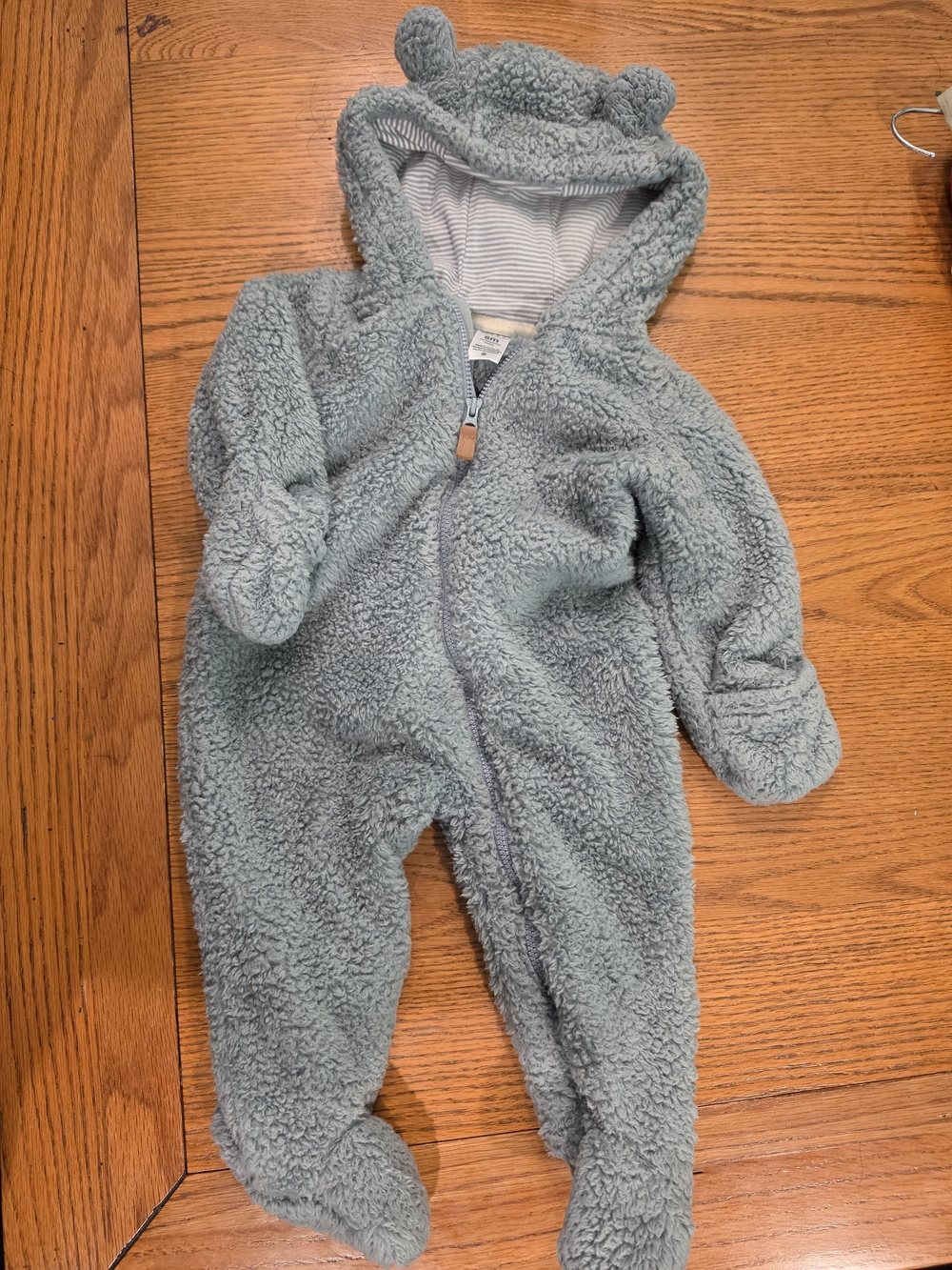 Carter's Light Blue Teddy Fleece Hooded One-Piece Footie